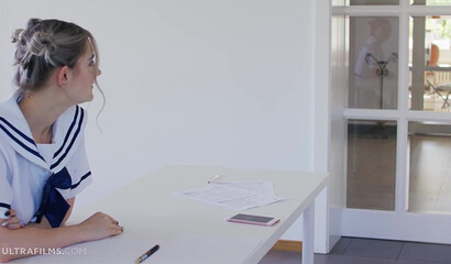 ULTRAFILMS Hot pornstar Eva Elfie getting fucked by her teacher during test