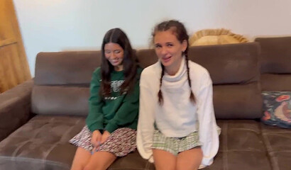 modest girls in the entrance were very cold and agreed to have sex with unfamiliar guys